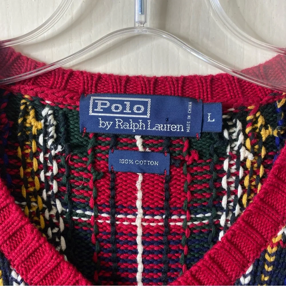 vtg Polo Ralph Lauren Tartan Plaid Sweater